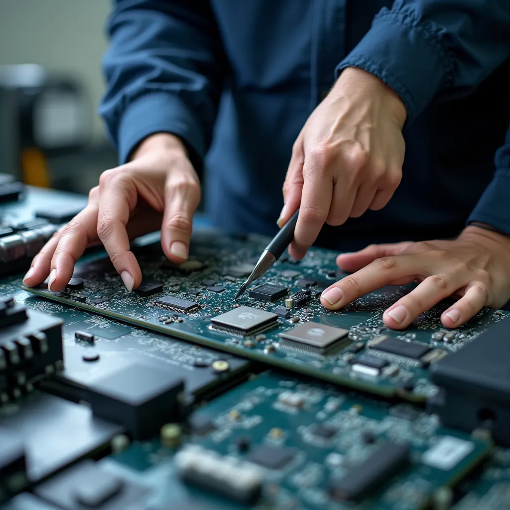 a lady repairing a computer